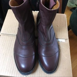 Chloe Lexie Leather Double Zip Ankle Boots